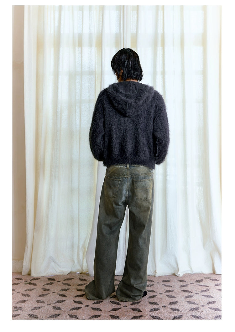 JCAESAR Ink-splashed Dirty-dyed Straight Jeans