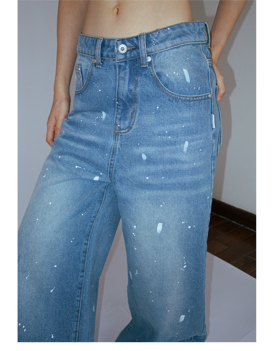 FUNKYFUN Irregular Ink Splashing Jeans