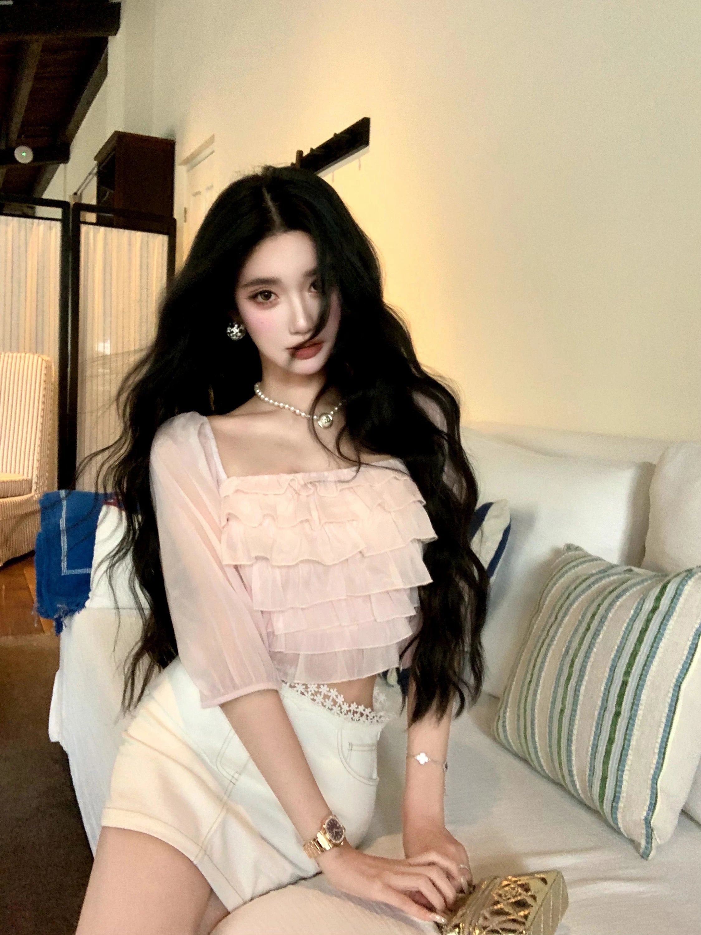 Barb Chill A Pleated Chiffon Top