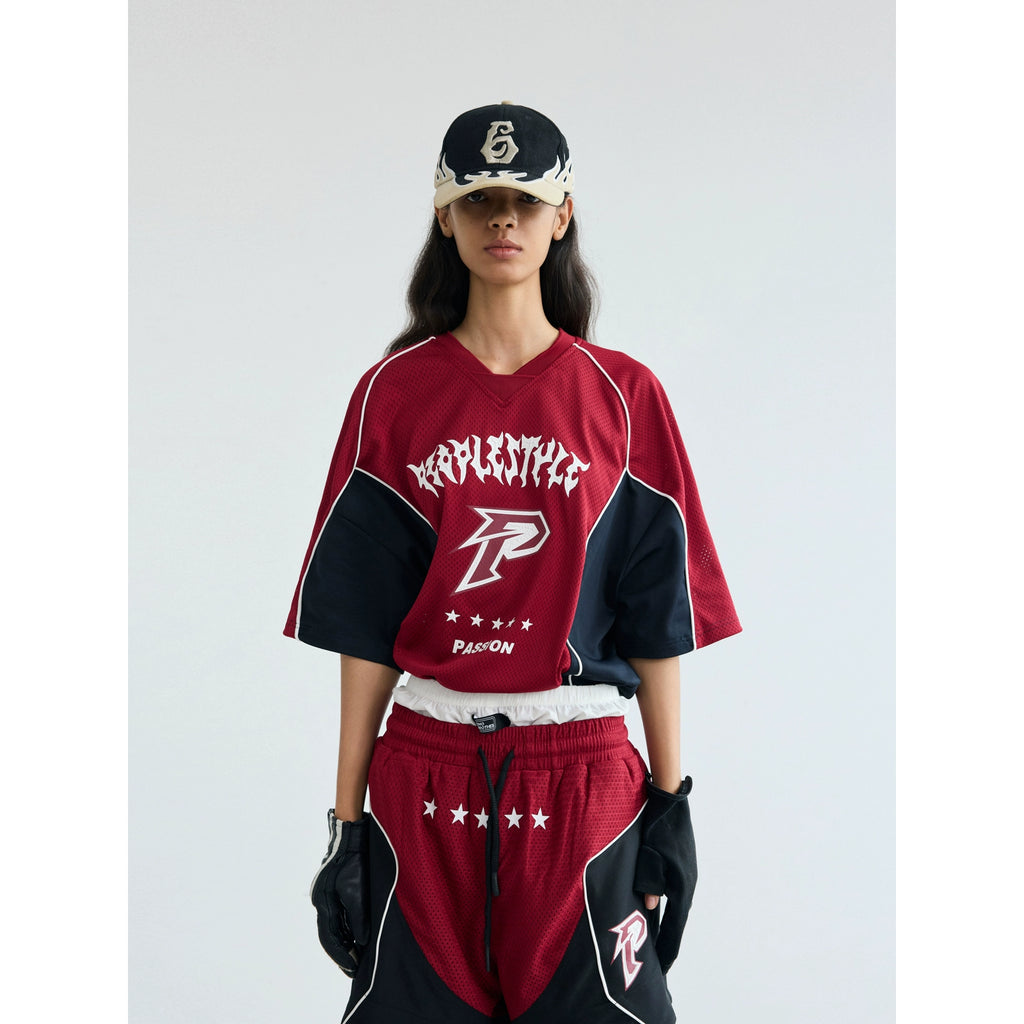 PEOPLESENSE Deconstruction Contrast Splicing Racing Quick Drying Tee