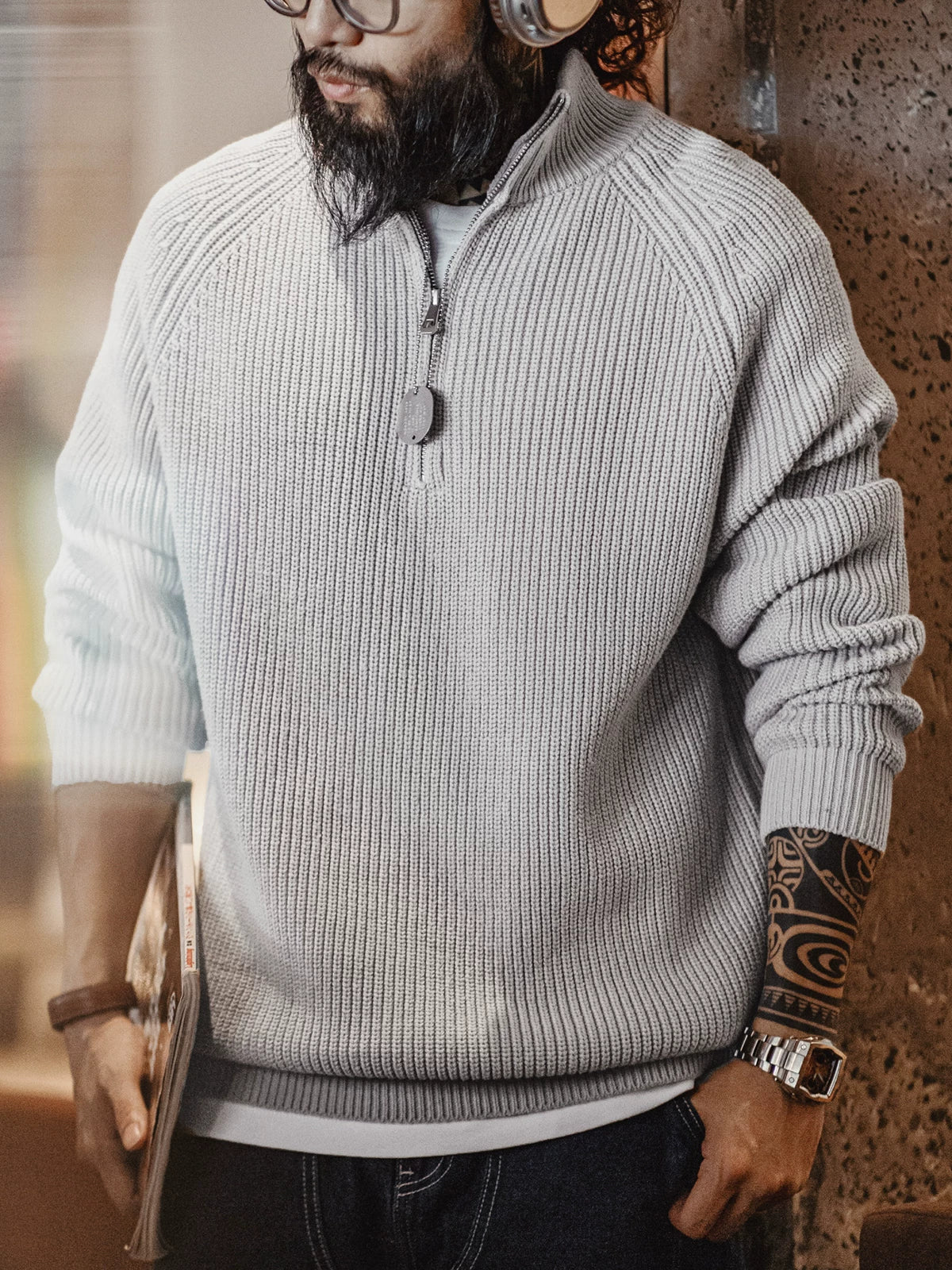 Madden Vintage Half-Zip Turtleneck Neck Sweater