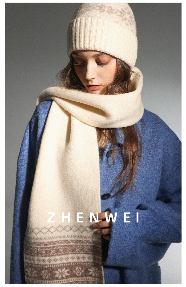 ZHENWEI Pure Wool Fair Island Knitted Small Scarf Scarf