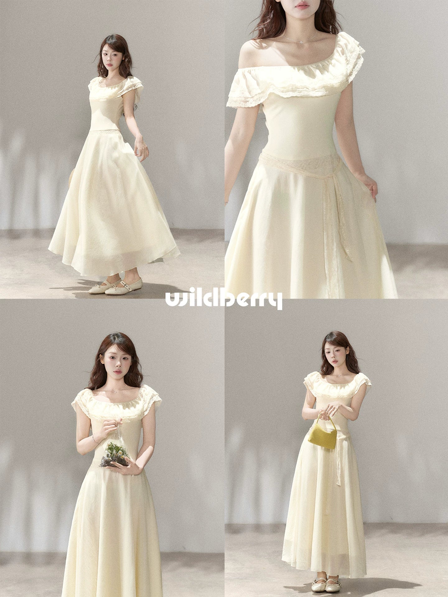 Wildberry Waist Slanted Shoulder Dress
