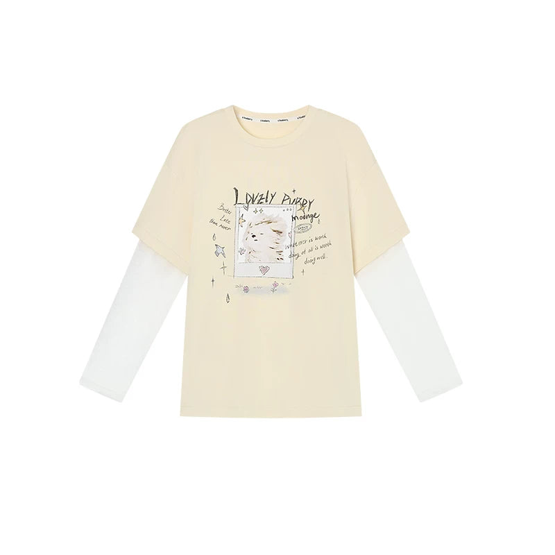 Ablueberry Cool Fake Two Piece Mesh Splicing Tee