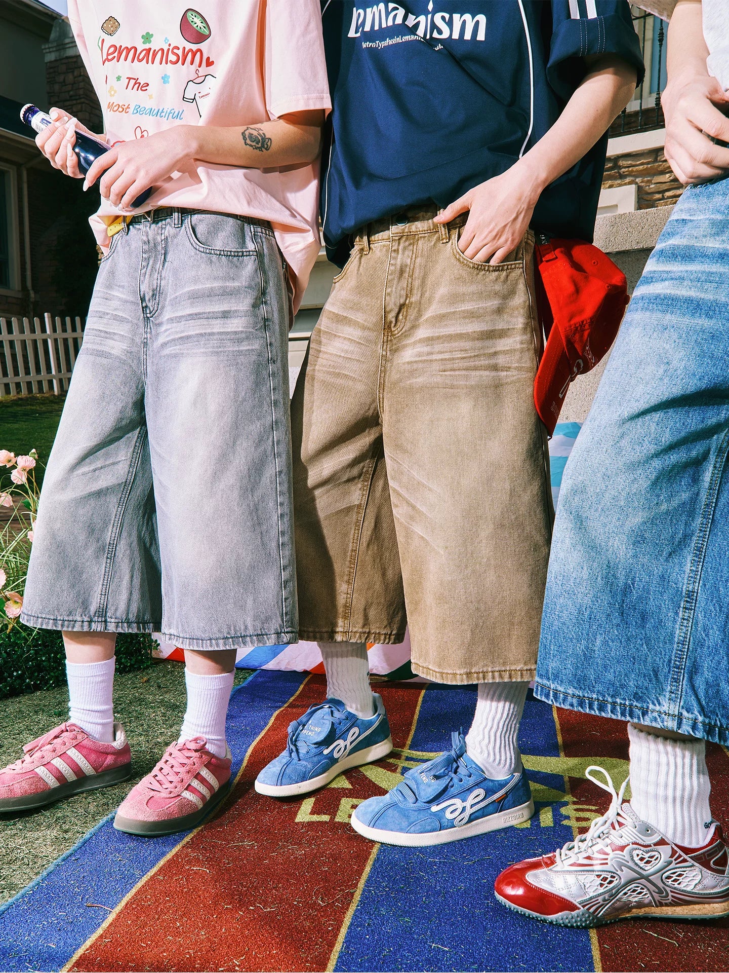 Lemanism Vintage Loose Denim Cropped Pants
