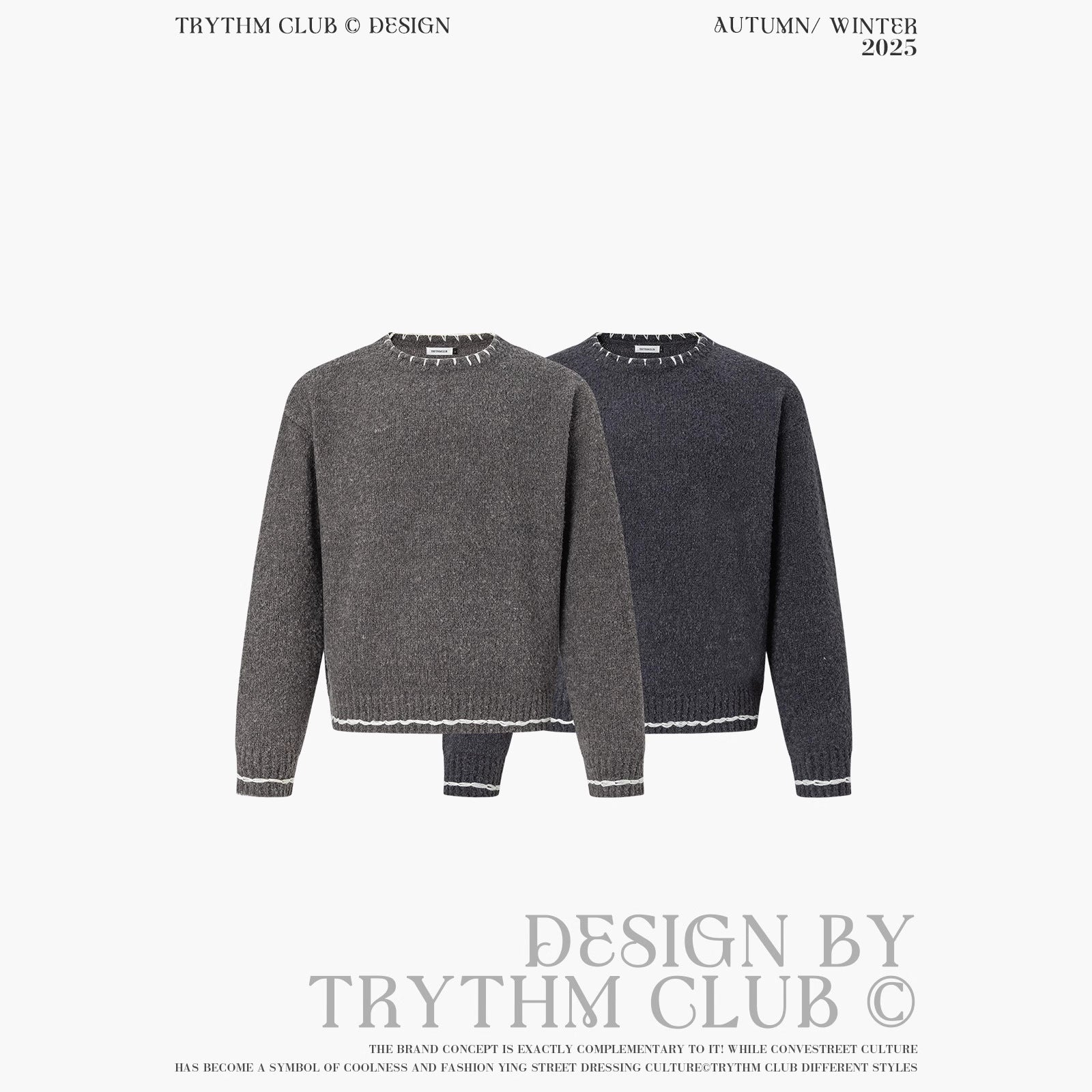 TRYTHMCLUB Simple Lace-knit Sweater
