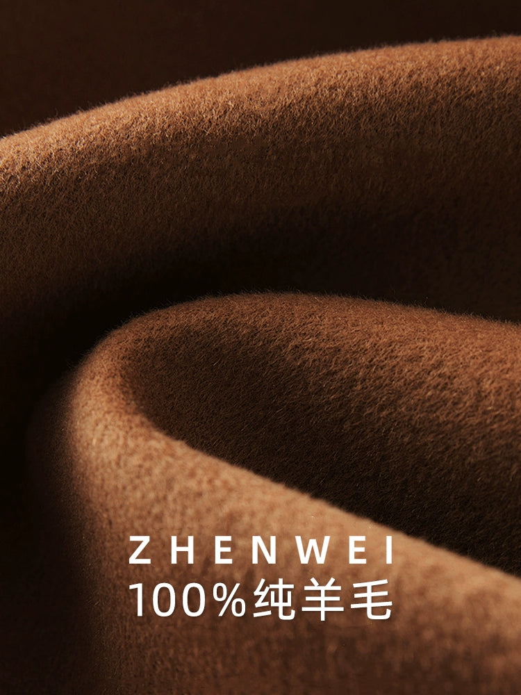 ZHENWEI Big Head Circumference Flat Top Woolen Pot Hat