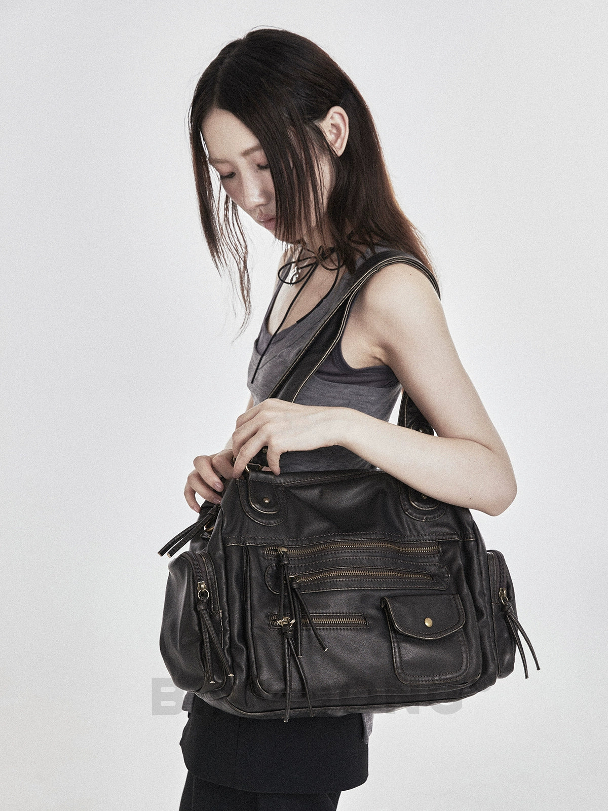 BINGBONG Locomotive Wind Tote Bag Commuter Soft Messenger Bag