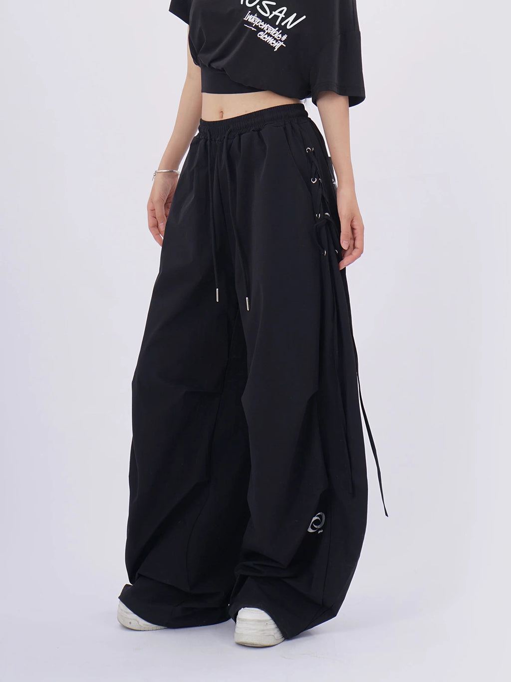 SAMUSAN Wide-leg Loose Drawstring Sweatpants