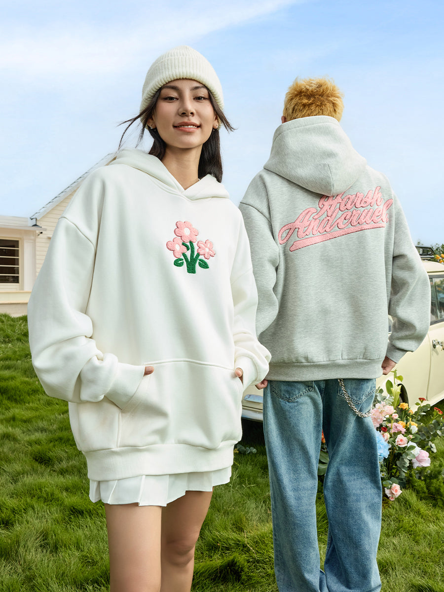 Harsh and cruel plush flower handwritten Hoodie