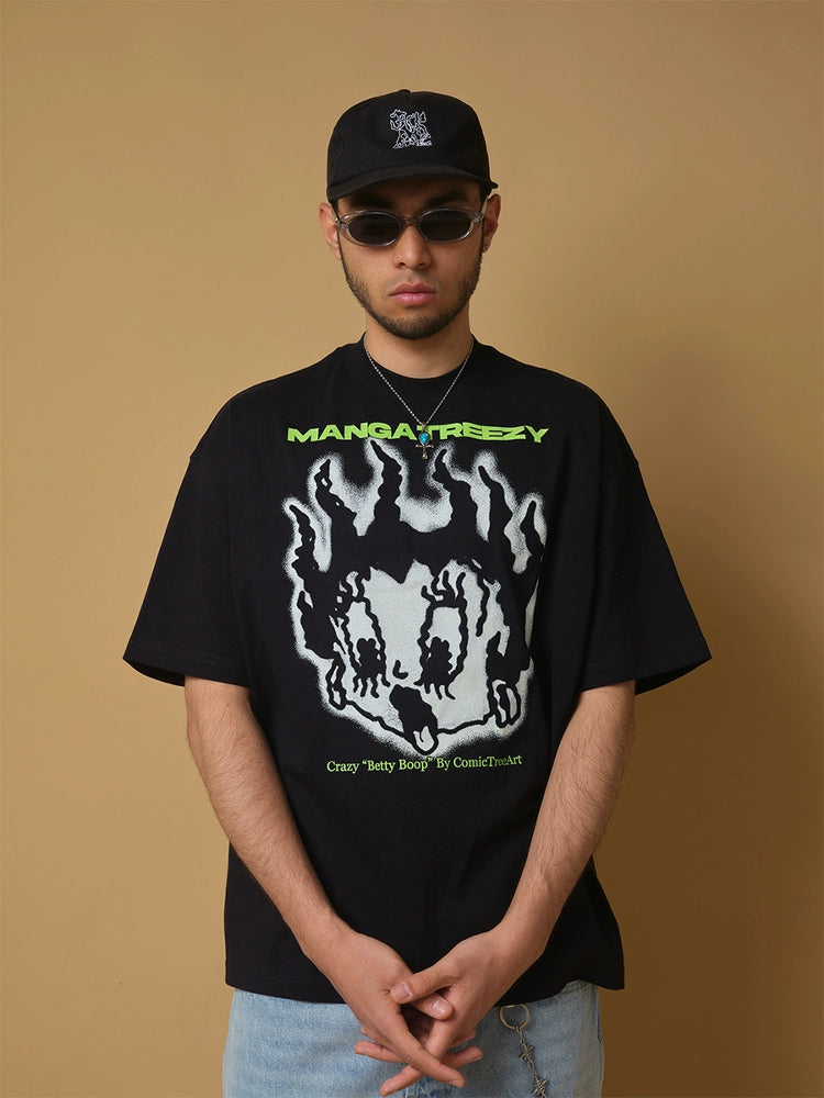 ComicTree C.t  Angry Betty Crew Neck Short Sleeve Tee