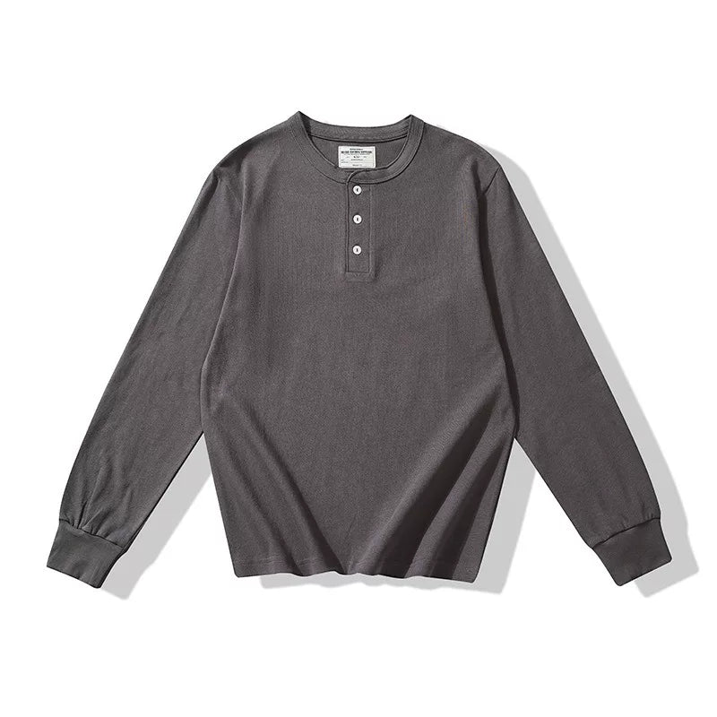 BlankMap Vintage Henry Collar Loose Shoulder Long Sleeves