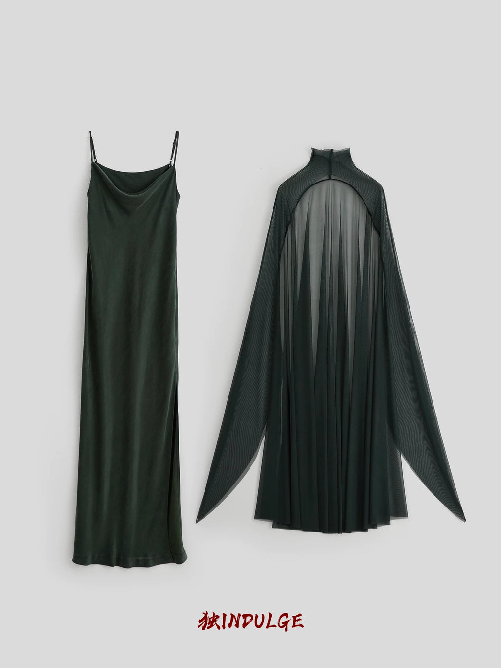INDULGE Suspender Dress Mesh Shawl Two-piece Set