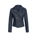 Audwyn Retro Double-breasted Lapel Short Slim Imitation Denim Jacket