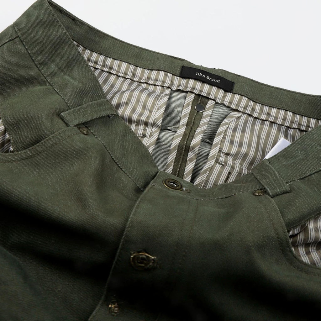 11KN Retro Loose Contrasting Color Flanged Wide-leg Pants