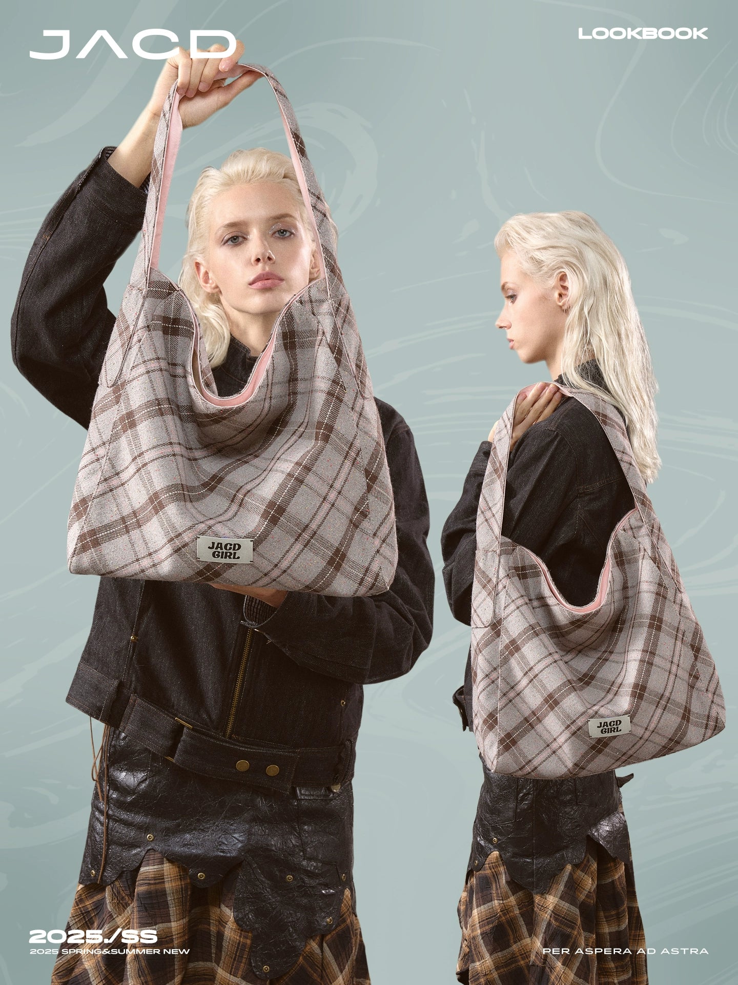 JACD Retro Plaid Slack Woolen Tote Bag