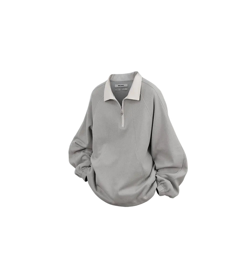 RELABEL Half Zipper Loose Lapel Long Sleeve