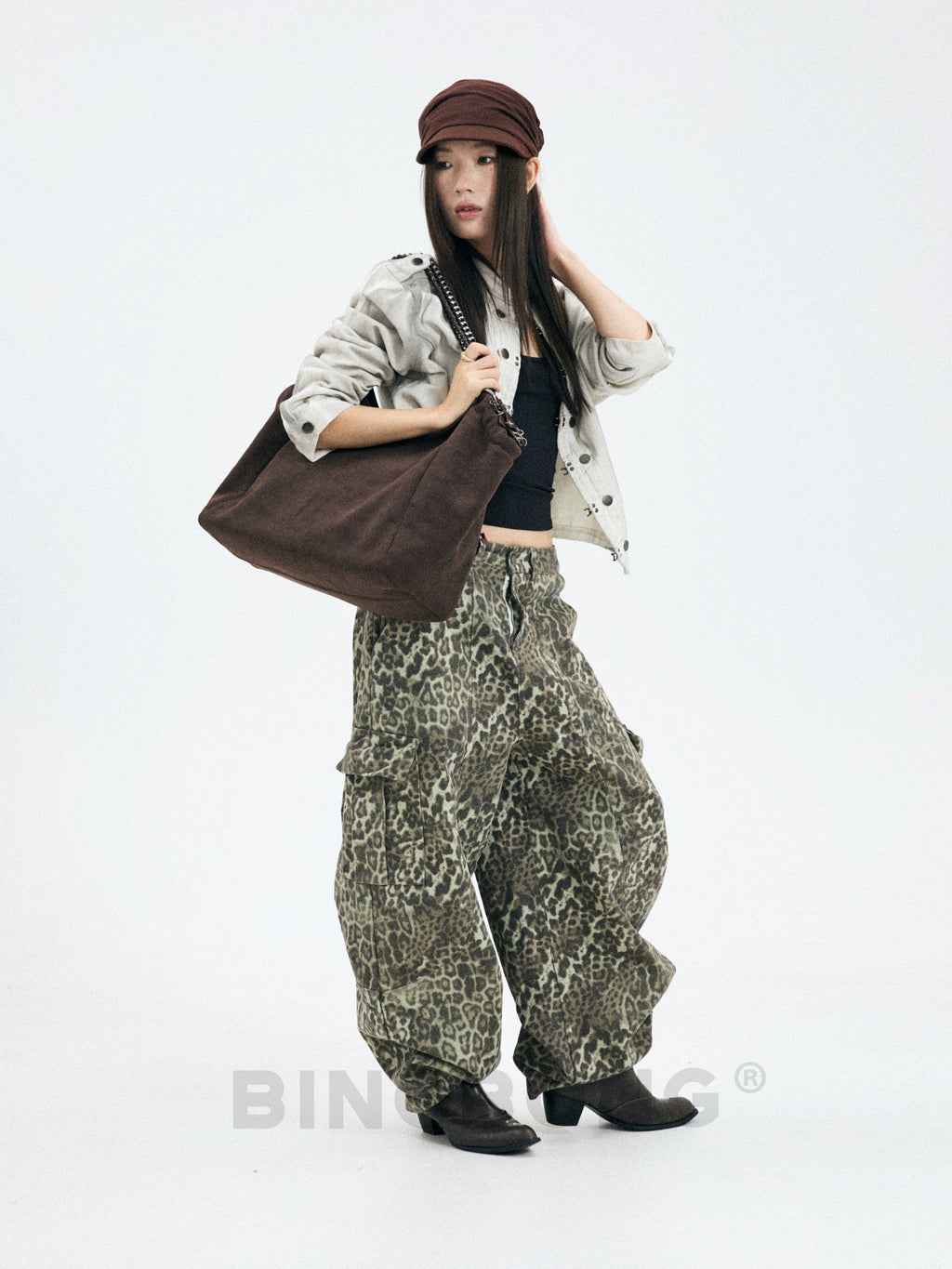 BINGBONG Suede Large Capacity Shoulder Bag