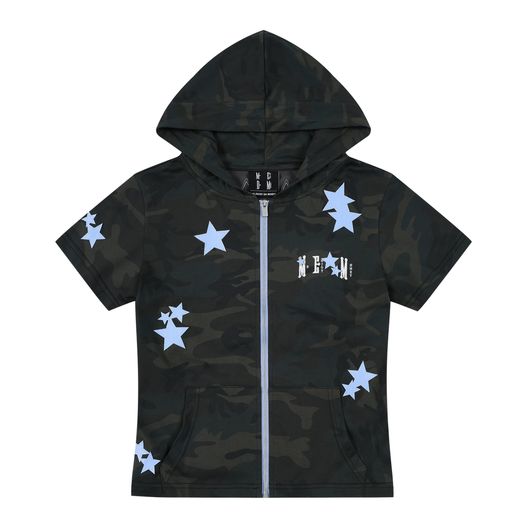 MEDM Camouflage Star Skin Slim-fit Hooded Cardigan