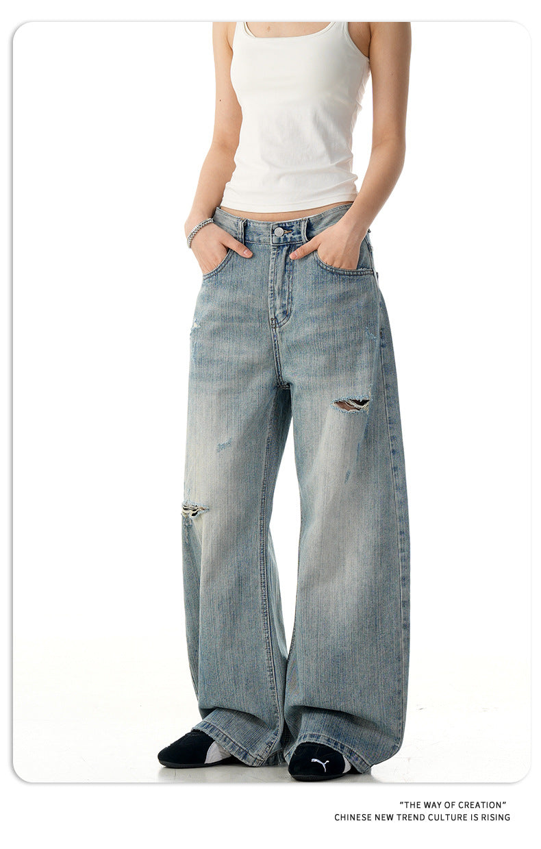 11KN Retro Straight Ripped Jeans
