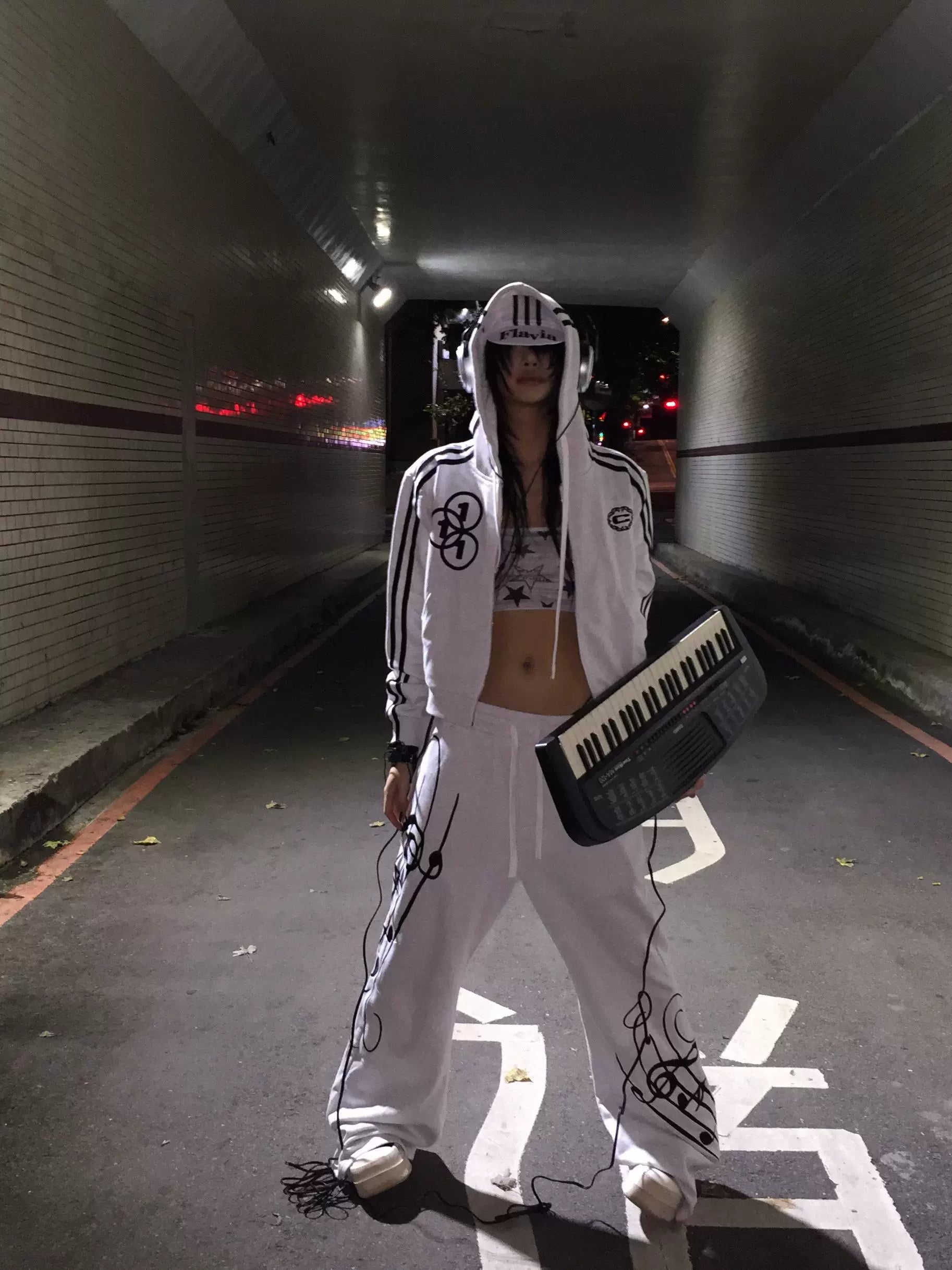 CHAI Sports Sheet Music Embroidery Casual Sweatpants