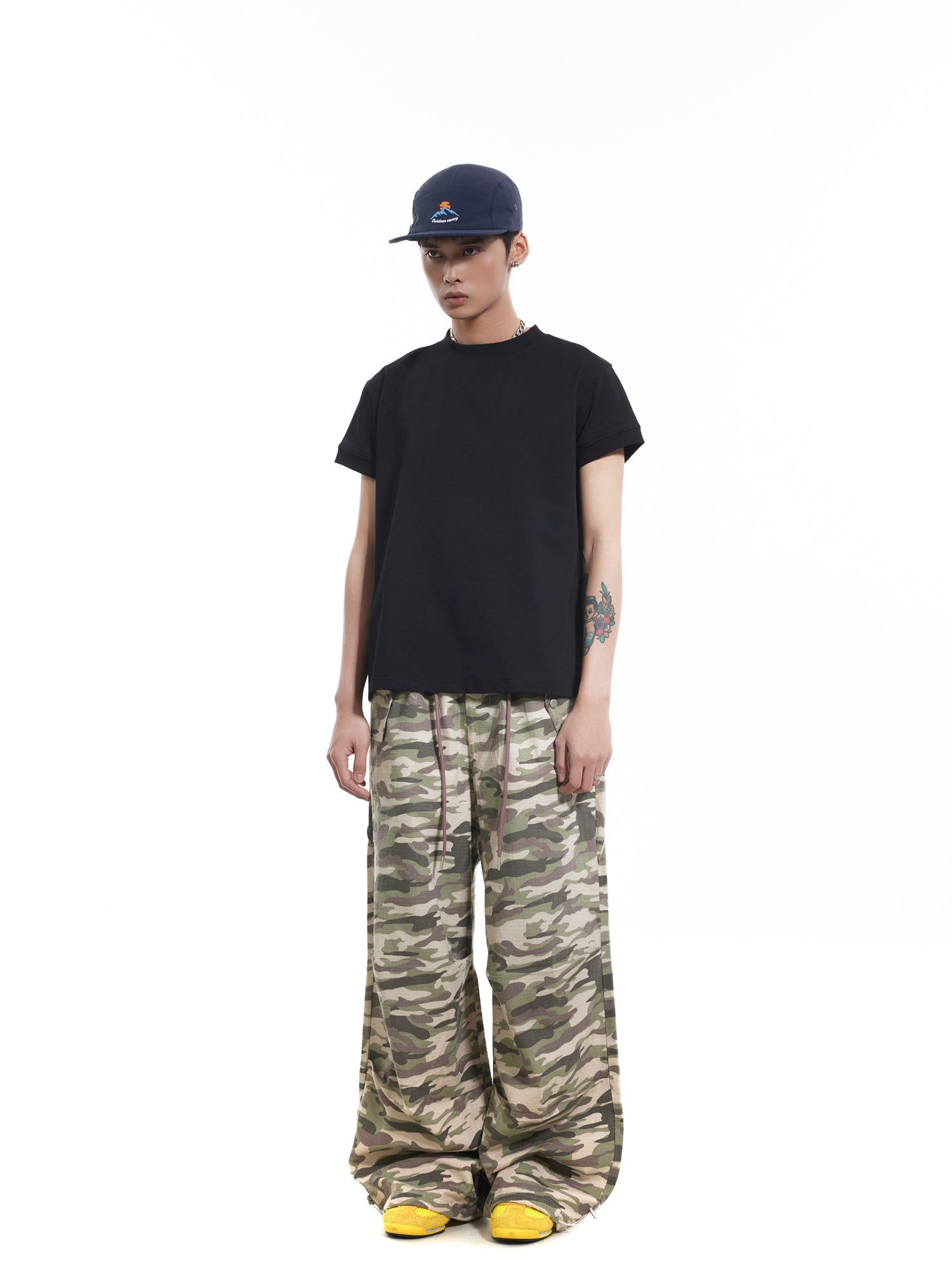 BTSG washed multi-pocket camouflage Bahn wind pleated pants