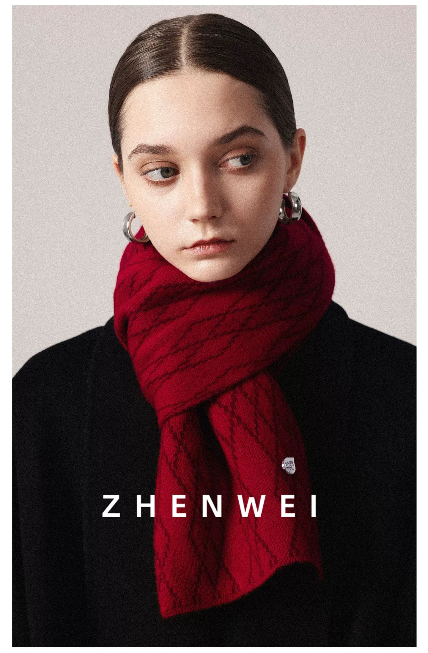 ZHENWEI 26 High-count 100% Wool Checked Knitted Scarves