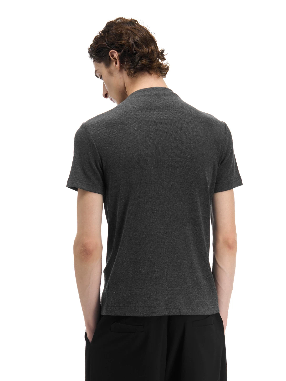 Slight Vogue Crossed Jumpcollar Straight Shoulder Knitted Slim Tee