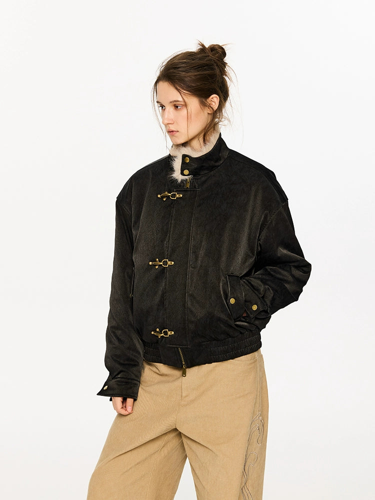 KREATE Aircraft Buckle Pu Leather Jacket