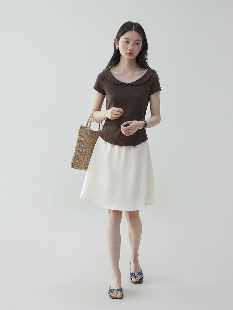 VOOE Peter Pan Collar Curved Hem Tee