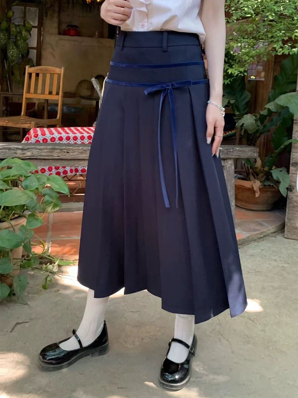 MUCHA High Waist Bow Strap Skirt
