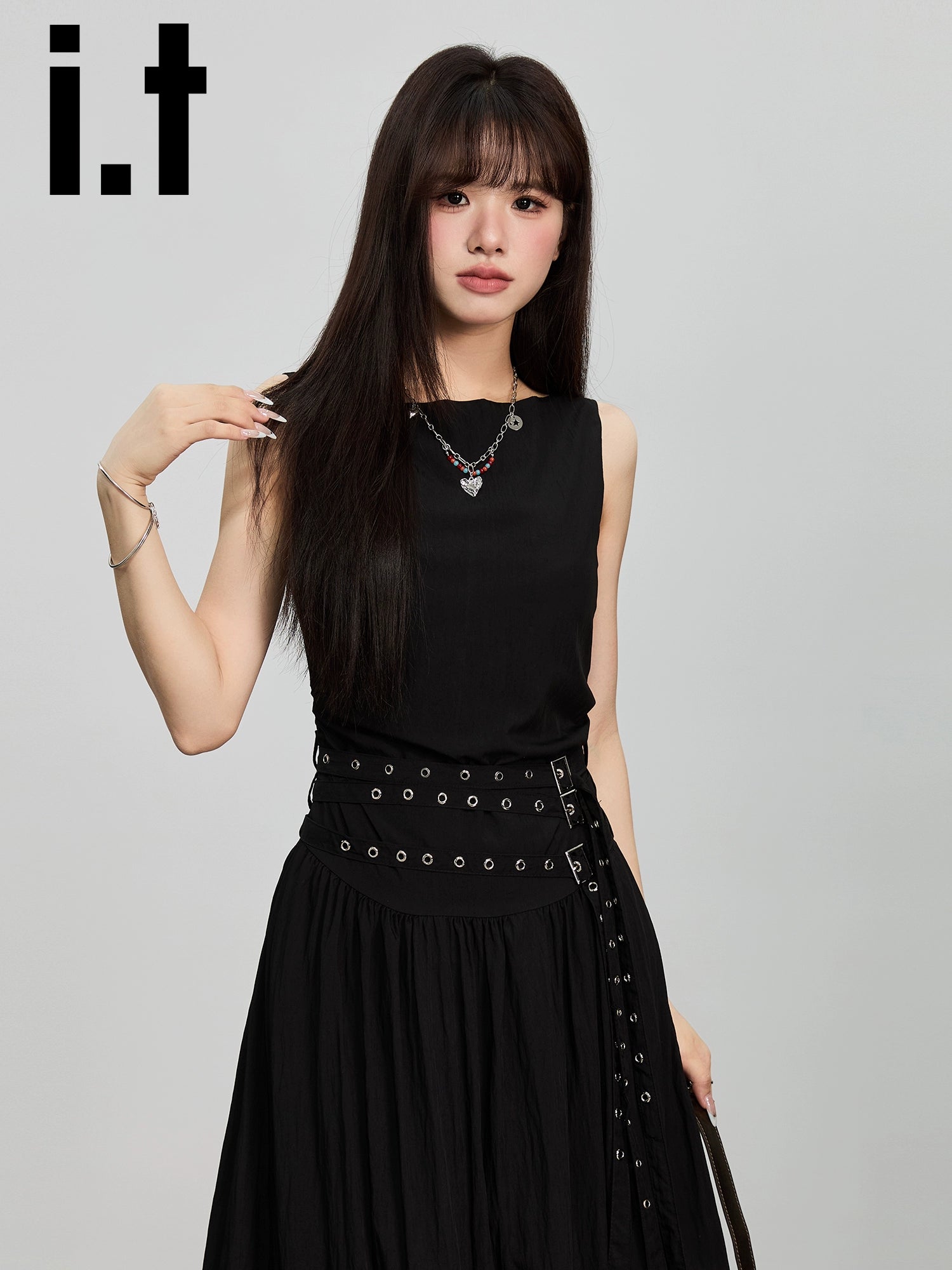 IT: CHOCOOLATE Sleeveless Vest Waist Temperament High-end Dress