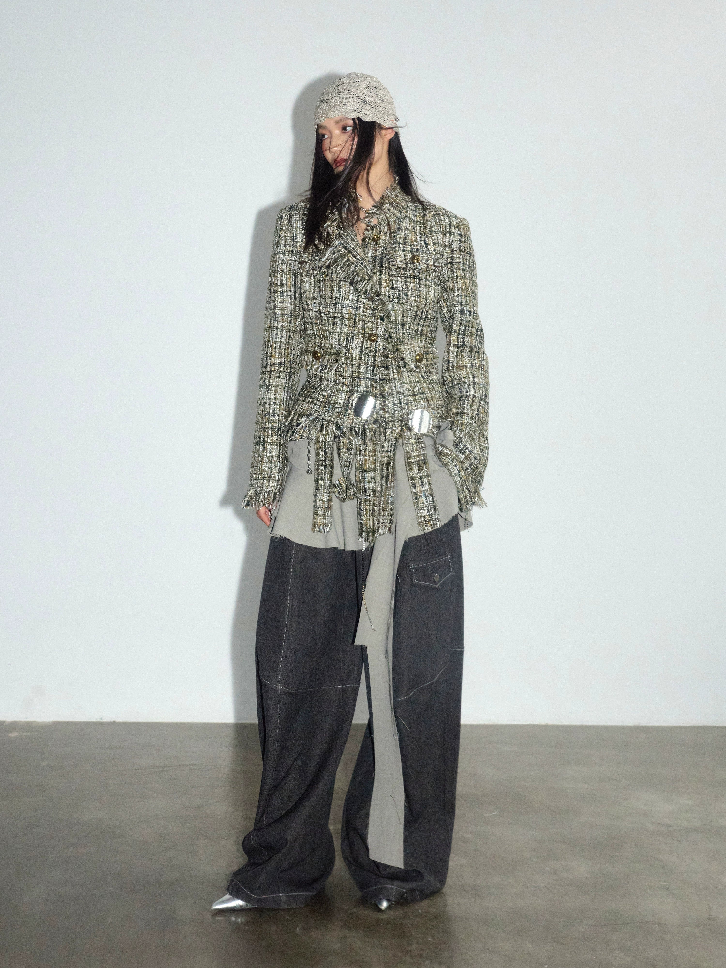 JNYLON Destructive Tassel Rough Edge Xiaoxiangfeng Jacket