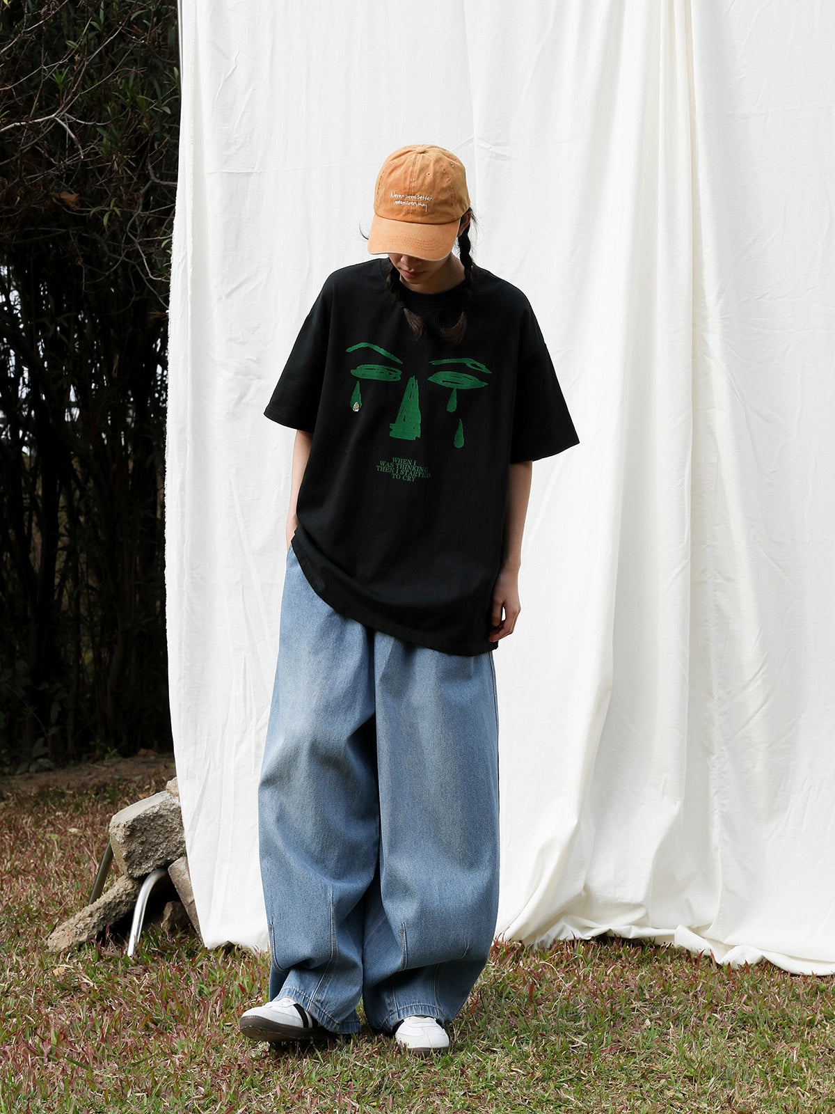 Mentmate Face Graffiti Print Tears Sticker Drill Tee