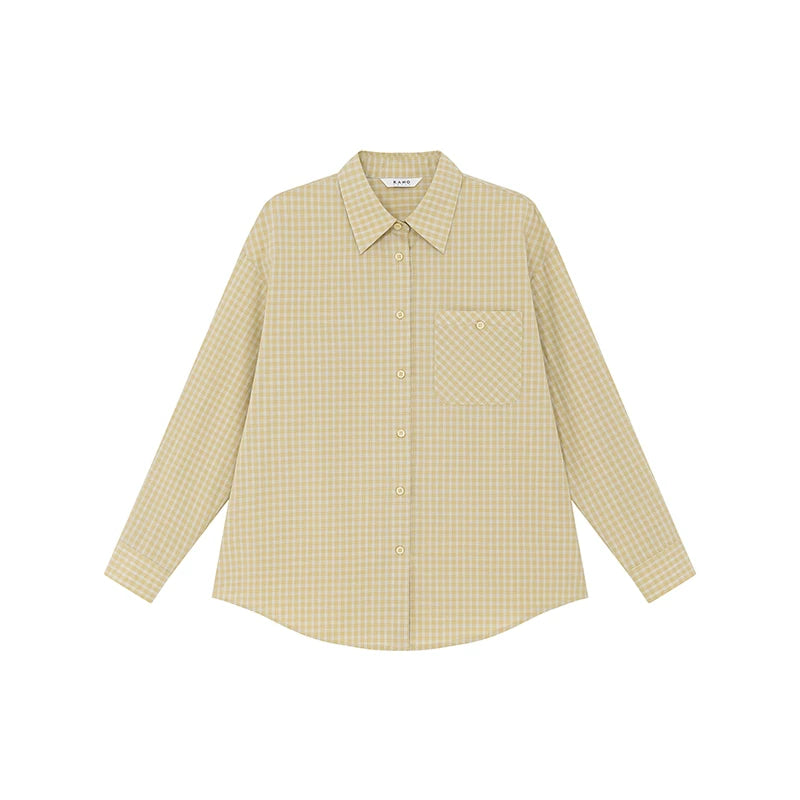 KANO Plaid Bag Long-sleeved Loose Shirt