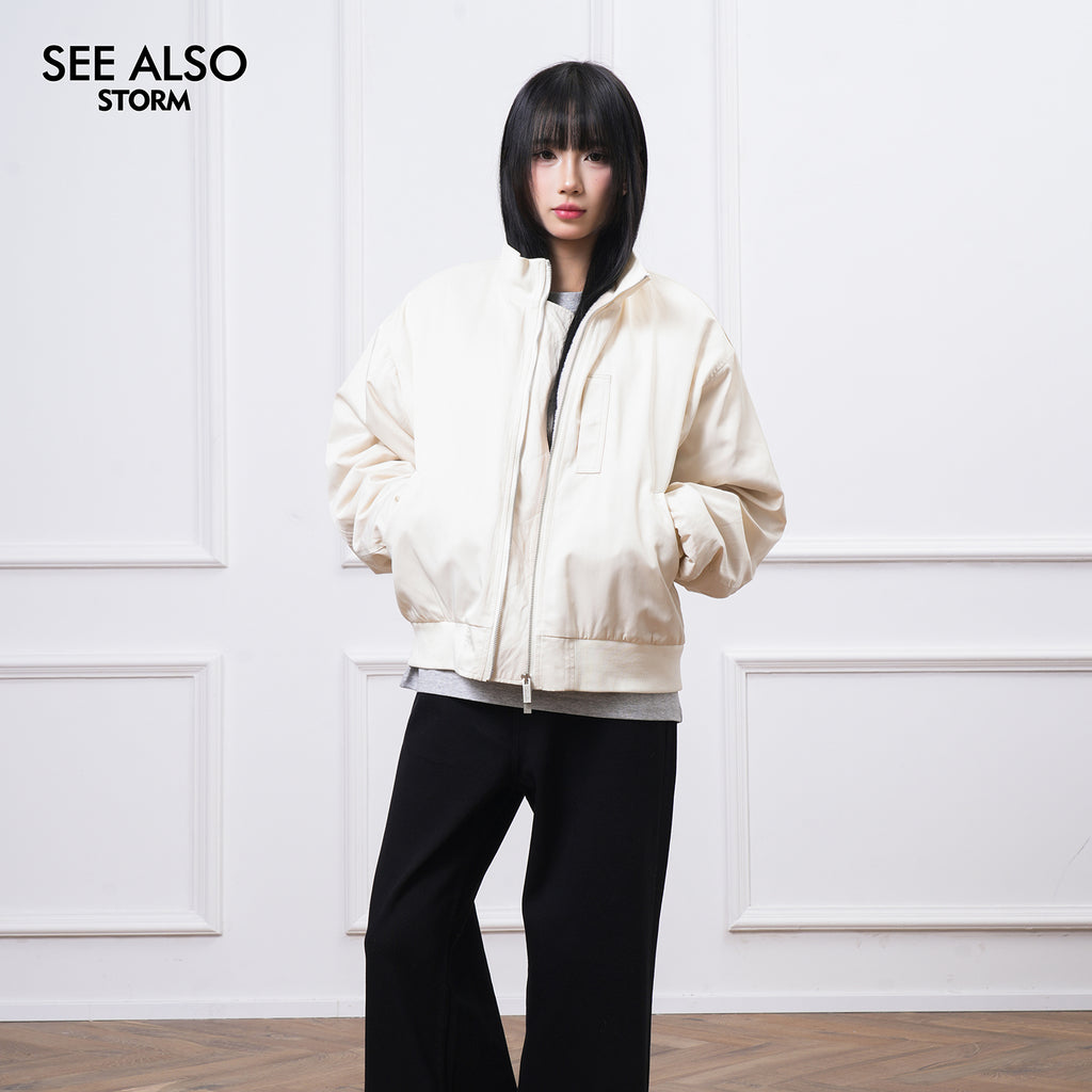 SEEALSO "Premiere feedback!" Mountain carving boxy flight jacket velvet autumn and winter jacket