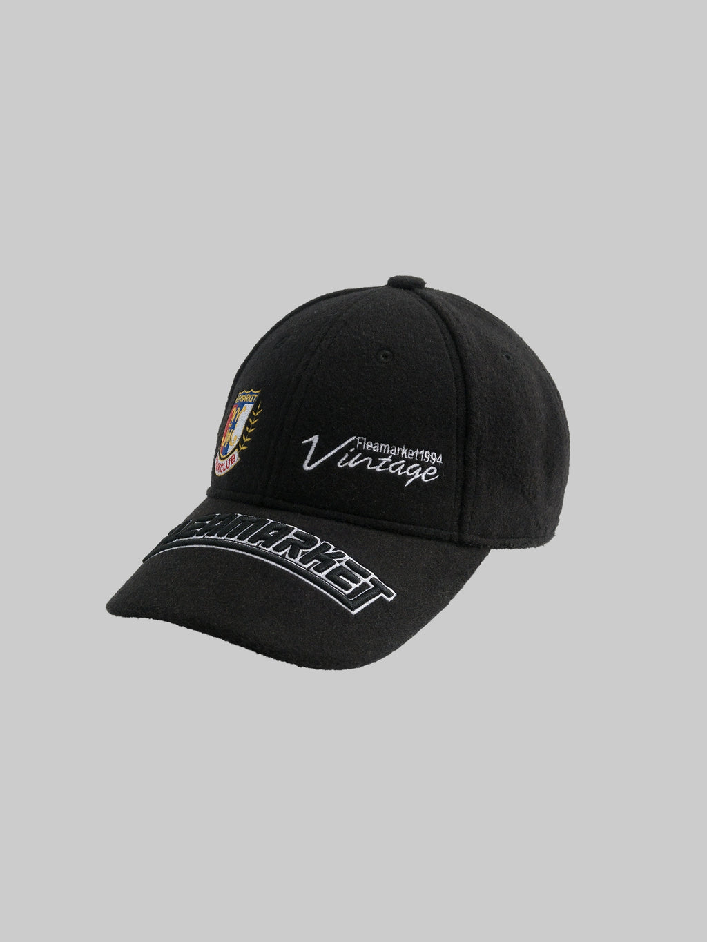 Fleamarket Woolen Brim Embroidered College Style Baseball Cap