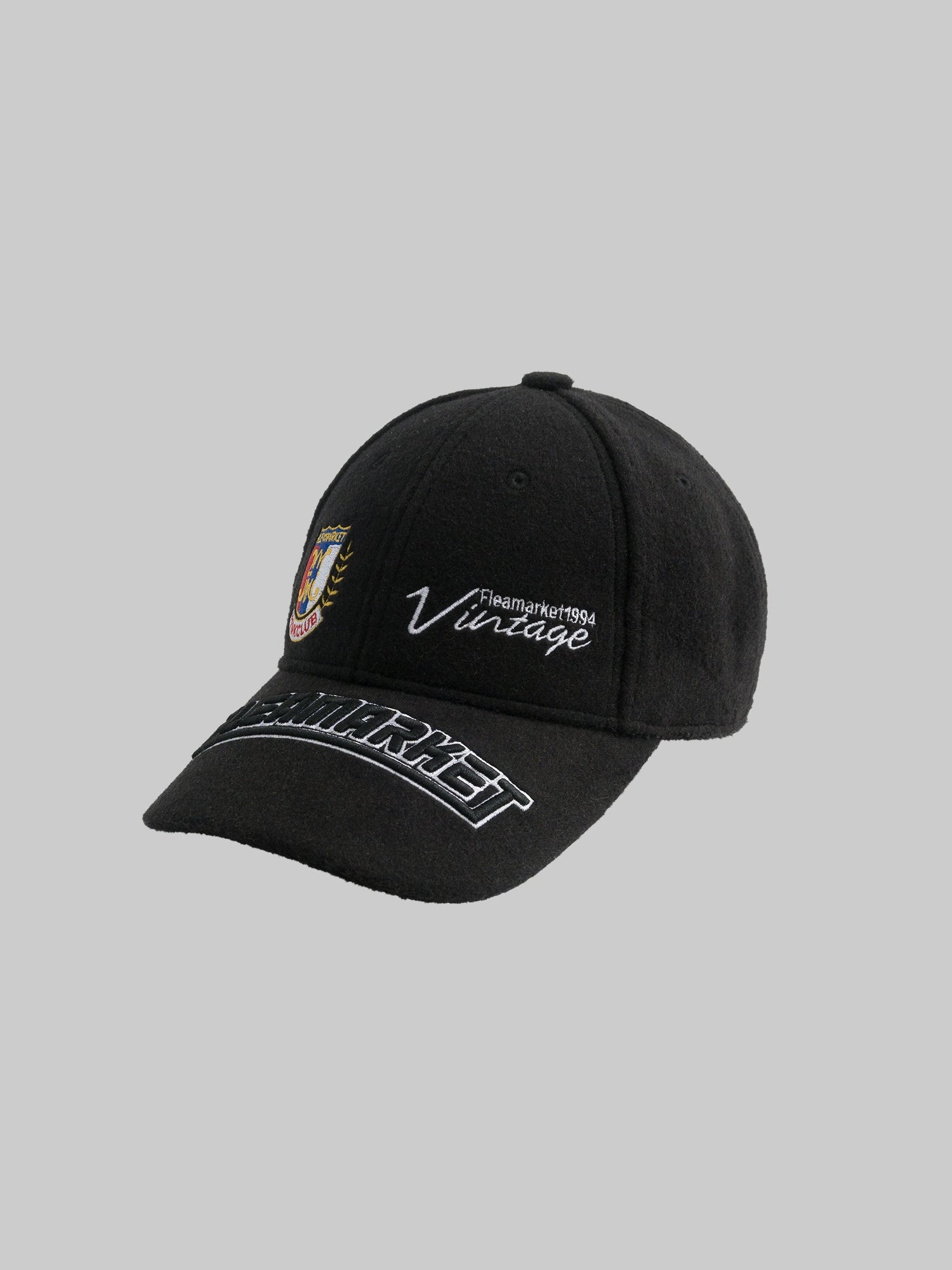 Fleamarket Woolen Brim Embroidered College Style Baseball Cap