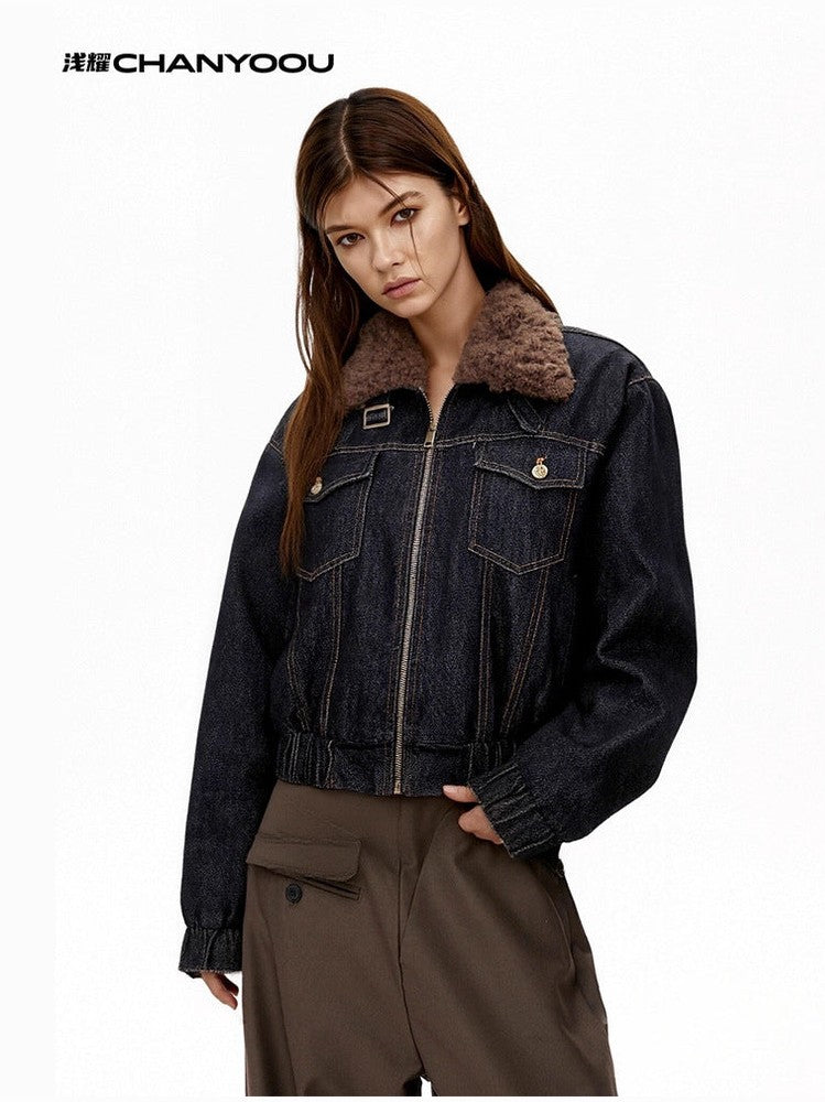 CHANYOOU Retro Lapel Padded Denim Cotton Clothes