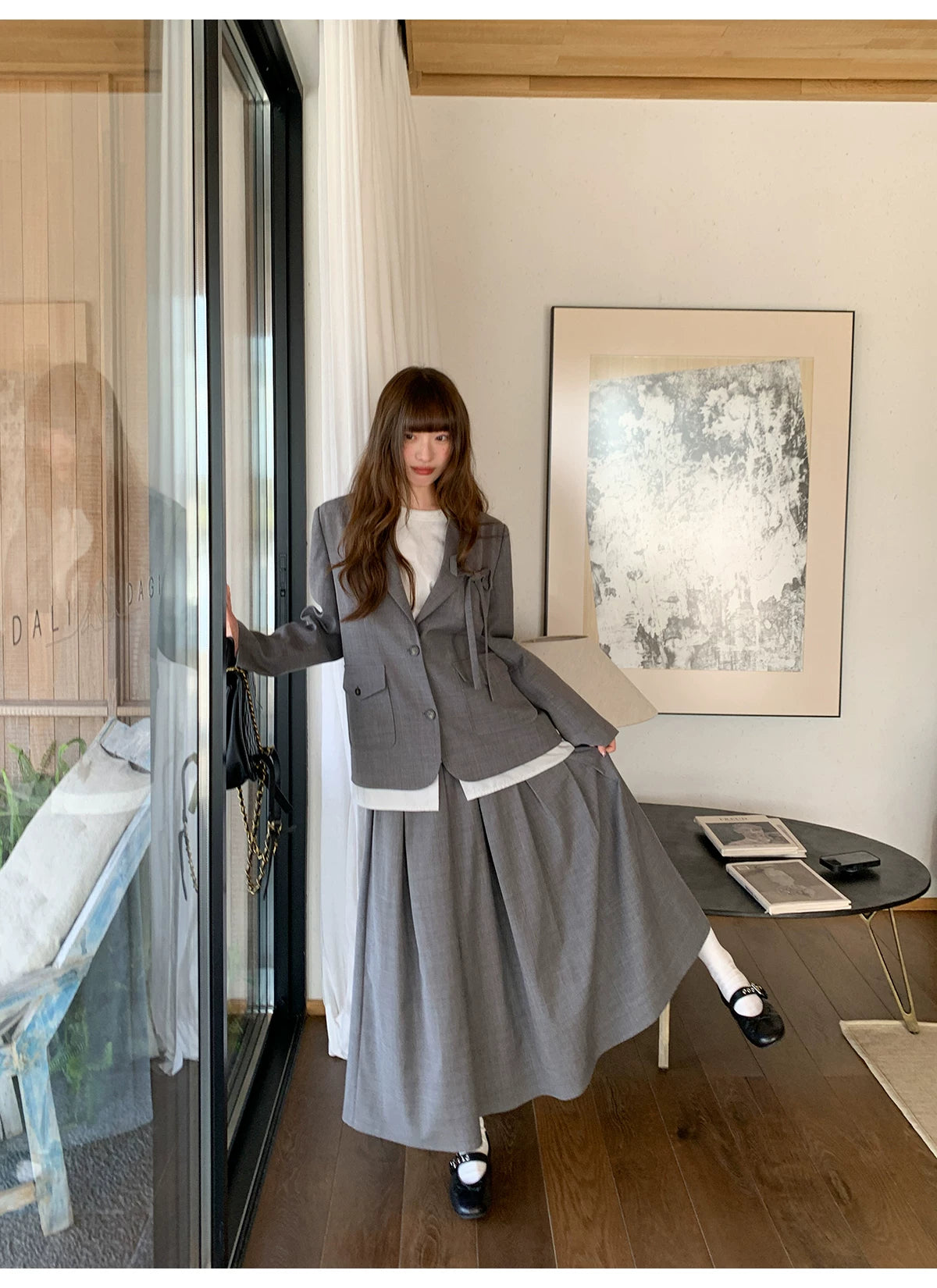 KANO Bow Blazer Skirt Suit