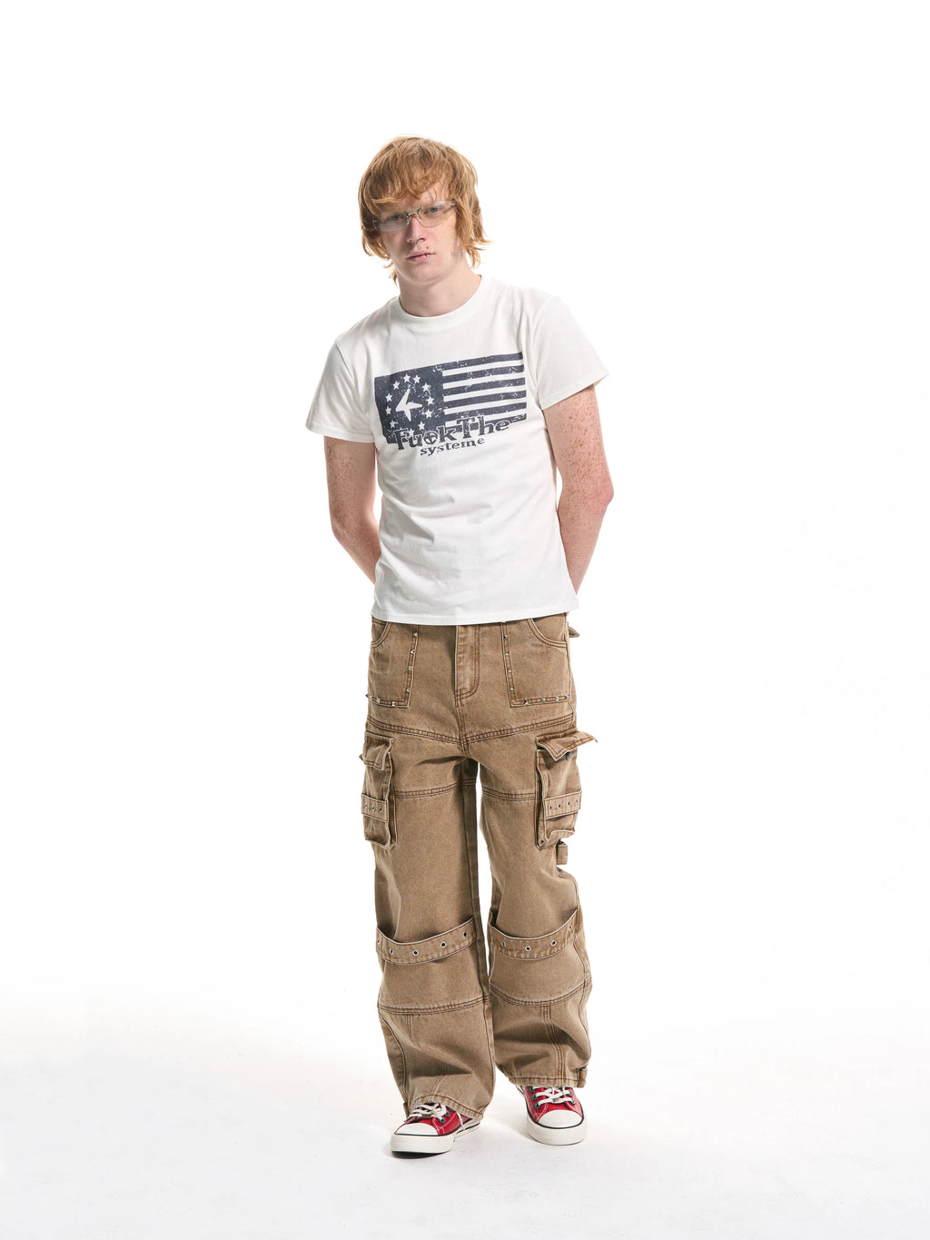 4AM Flag Print Front Shoulder Slim Tee