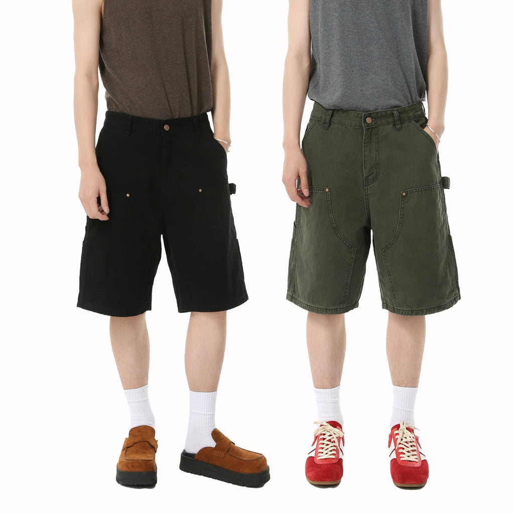 MTLCLOTHES Multi-pocket Workwear Casual Five-point Jeans