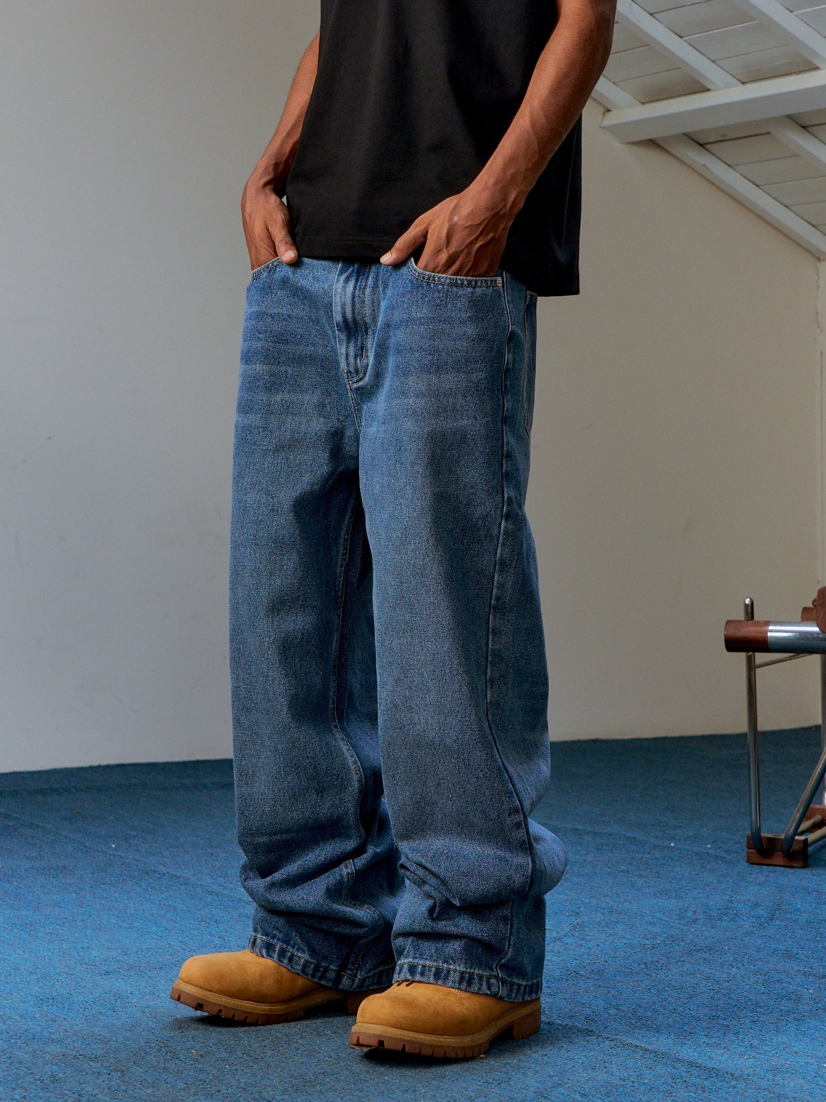 MEDM Retro Straight Slacks Loose Drape Jeans