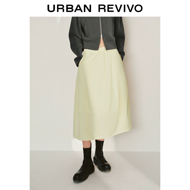 URBAN REVIVO Simple Casual Elastic Waist Super Loose Skirt