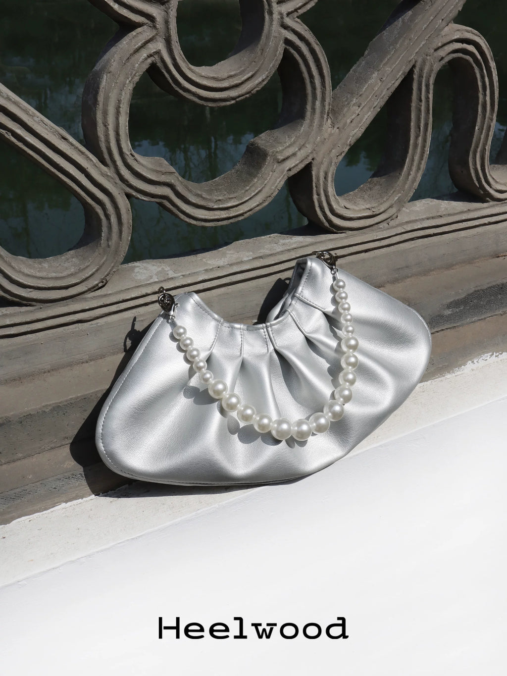 Heelwood Pearl Chain Pleated Messenger Bag