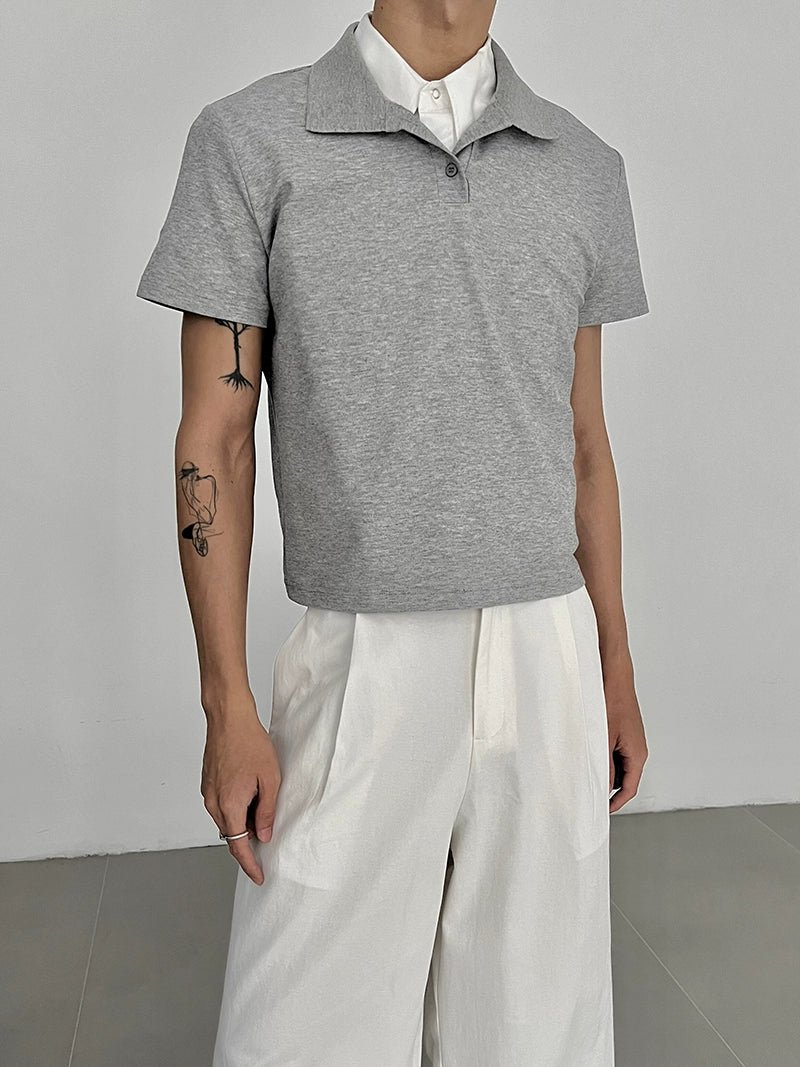 COLN Casual Short Front Shoulder Polo Shirt