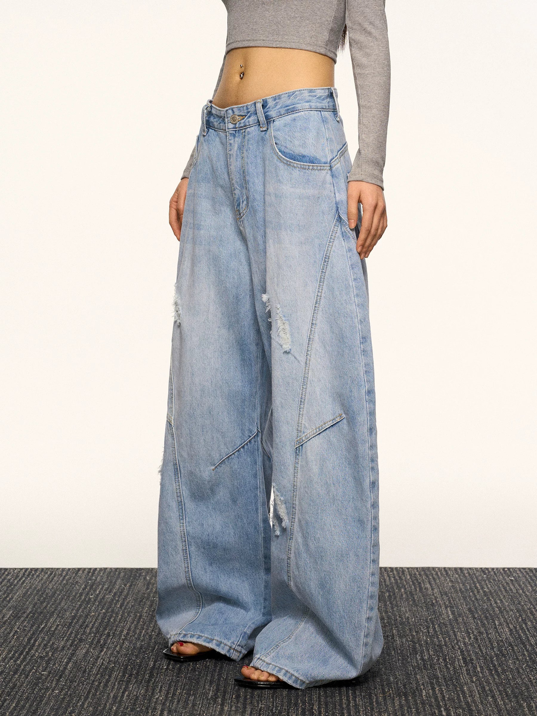 Aaisup Loose Straight Pants Versatile Wide Leg Pants