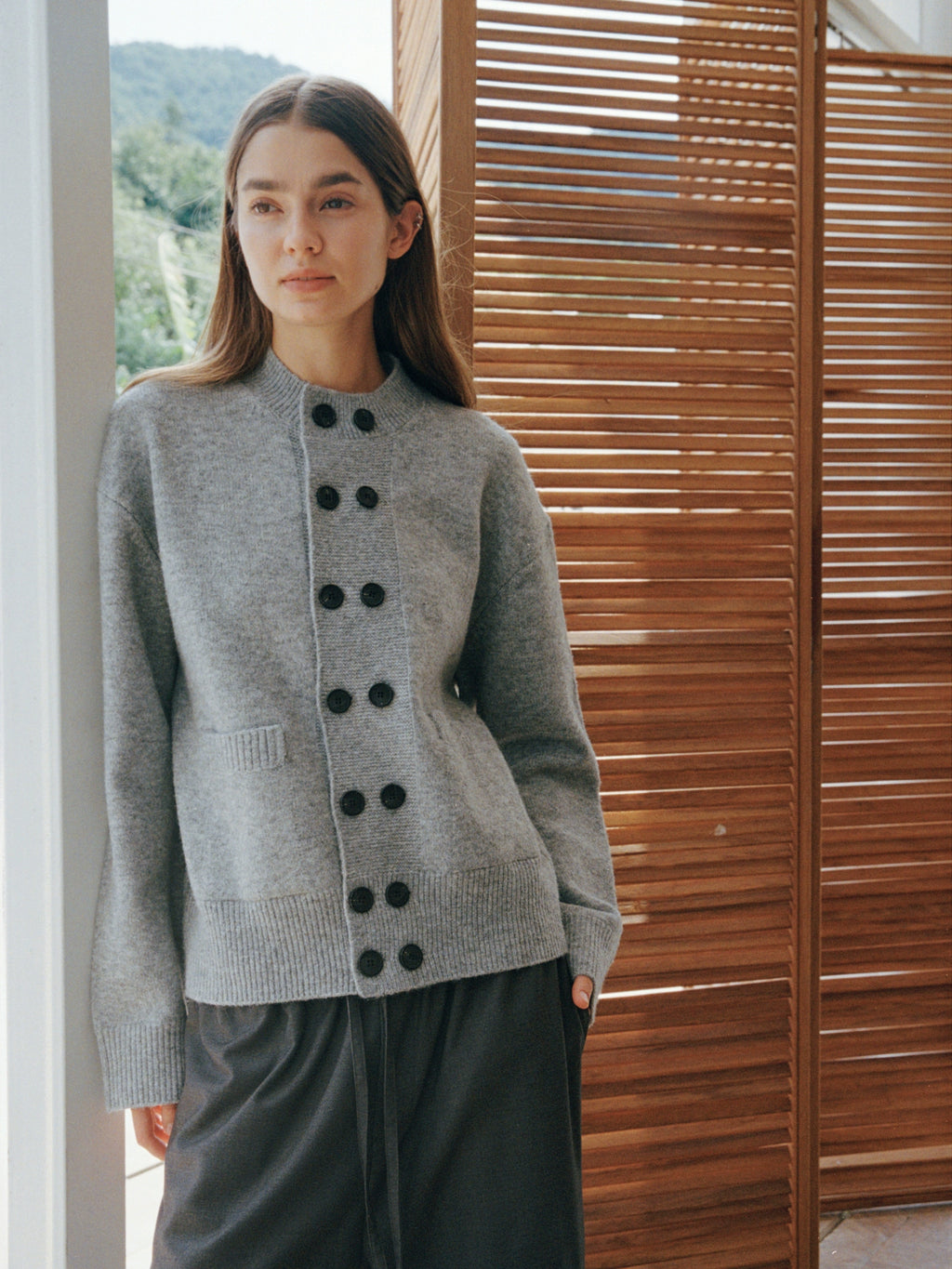 VLABMADE Vintage Double-breasted Crew-neck Knitted Cardigan