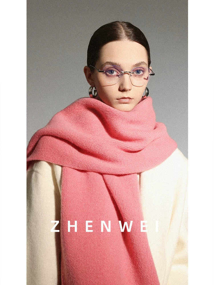 ZHENWEI 100% Wool Enlarged and Widened Knitted Long Scarf