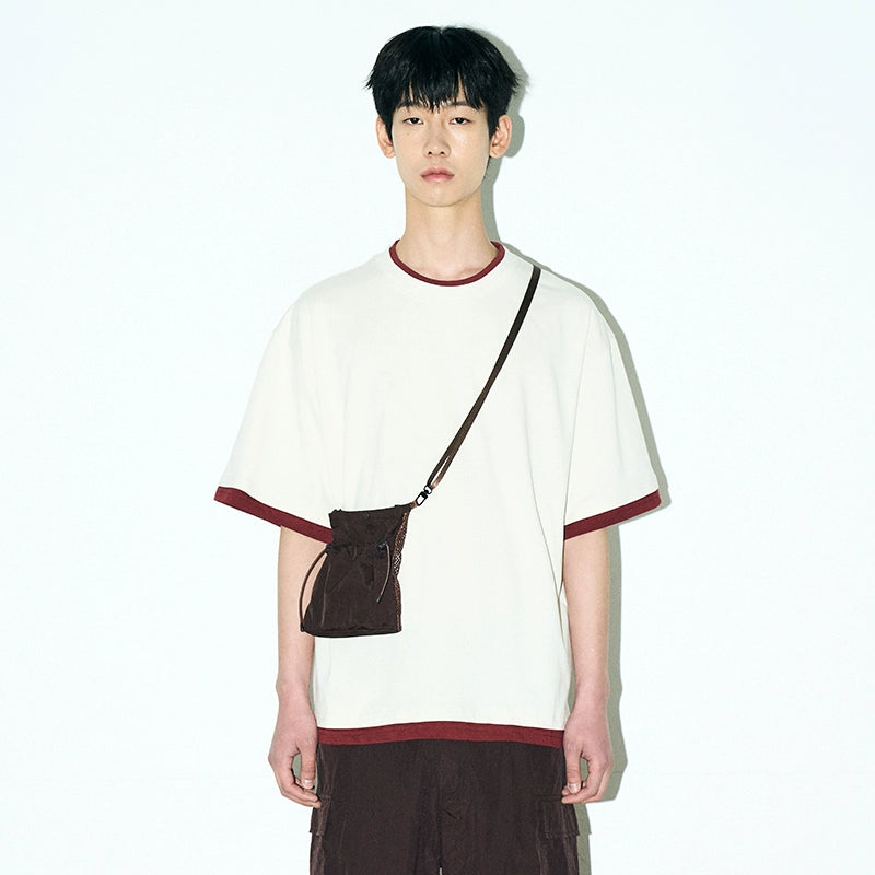 PARTIMENTO Loose Casual Short Sleeve Laminated Tee